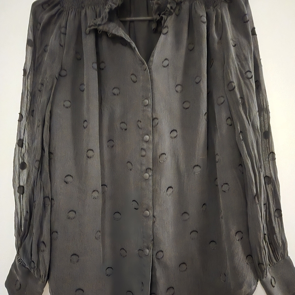 kate spade Tops - Kate Spade Charcoal Blouse with Textured Dots